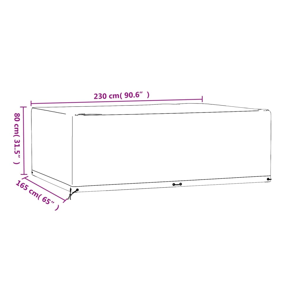 vidaXL Hagemøbeltrekk 12 maljer 230x165x80 cm rektangulær