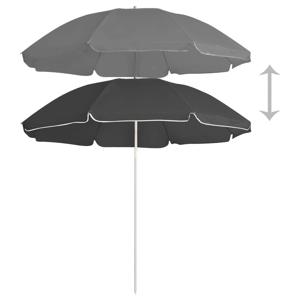 vidaXL Hageparasoll med stålstang antrasitt 180 cm