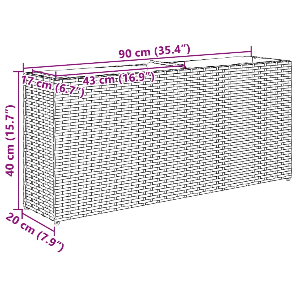 vidaXL Plantekasser med 2 potter 2 stk brun 90x20x40 cm polyrotting