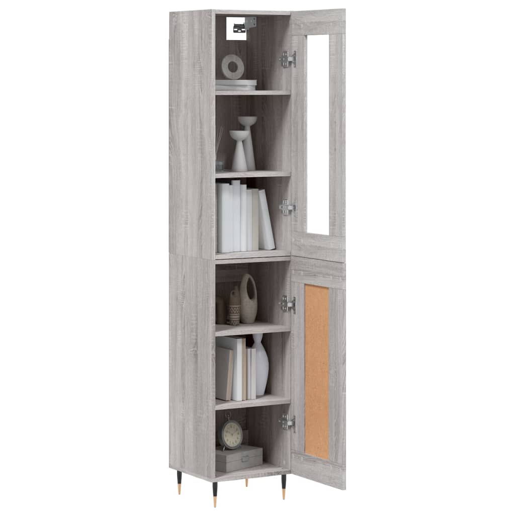 vidaXL Highboard grå sonoma 34,5x34x180 cm konstruert tre