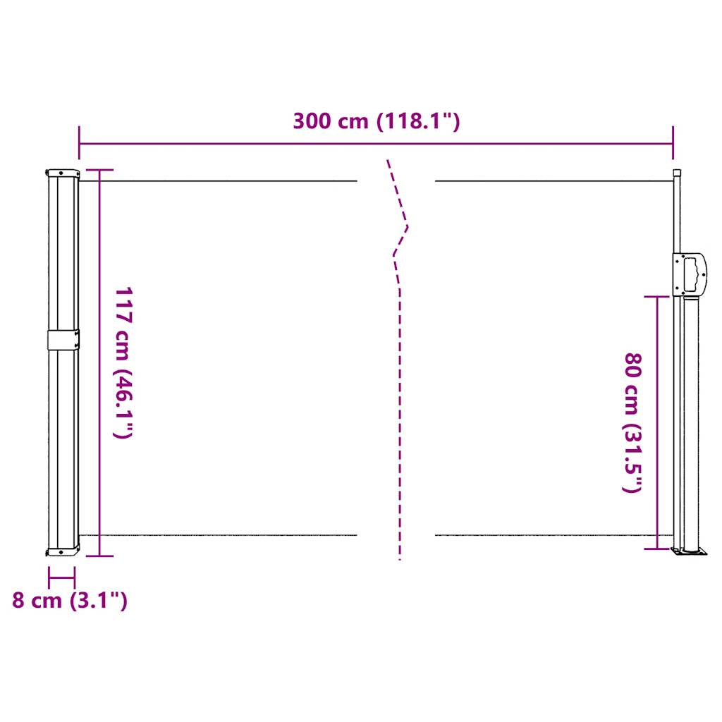 vidaXL Uttrekkbar sidemarkise beige 117x300 cm