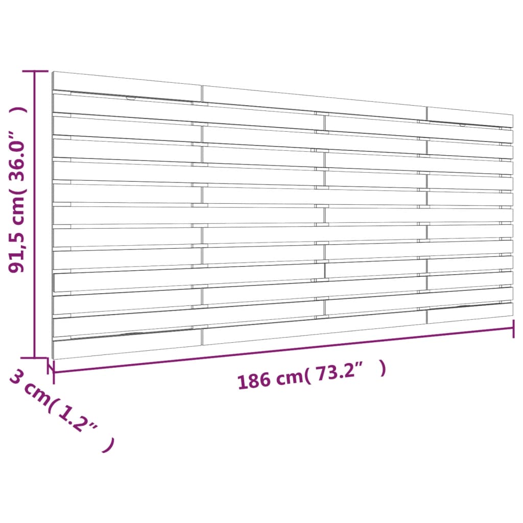 vidaXL Veggmontert hodegavl honningbrun 186x3x91,5 cm heltre furu