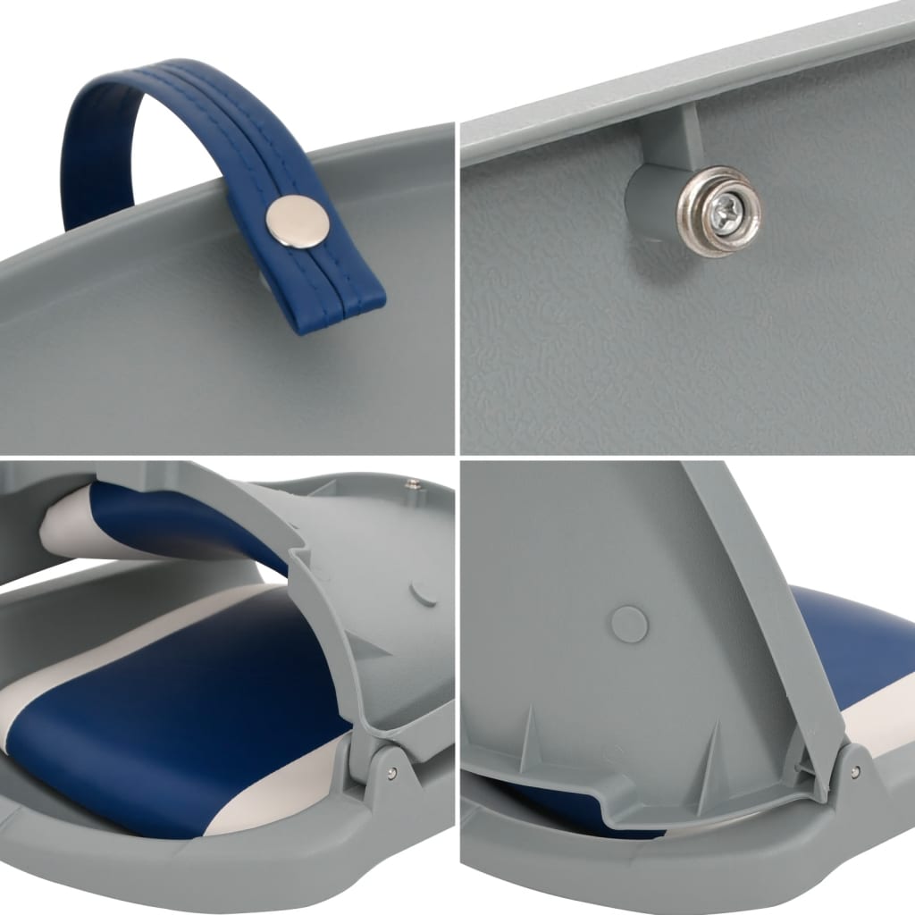 vidaXL Sammenleggbart båtsetesett med blå-hvit pute 4 deler