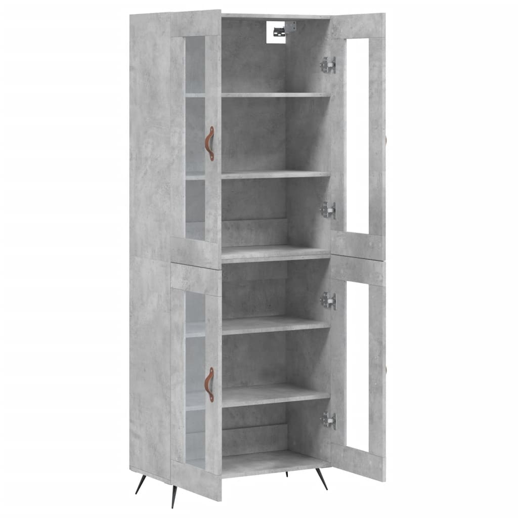 vidaXL Highboard betonggrå 69,5x34x180 cm konstruert tre