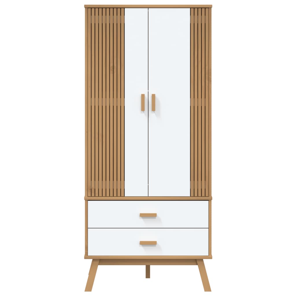 vidaXL Garderobe OLDEN hvit og brun 76,5x53x172 cm heltre furu