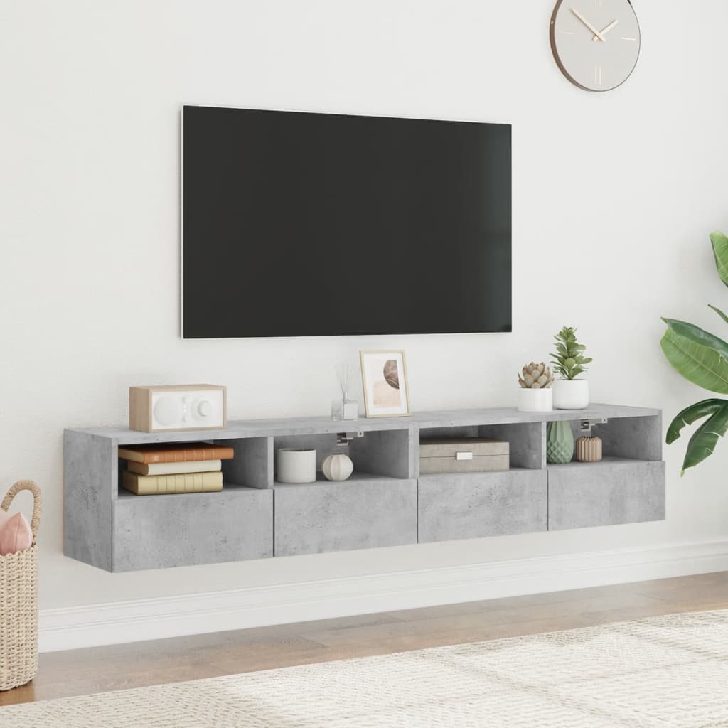 vidaXL Vegghengte TV-benker 2 stk betonggrå 80x30x30 cm konstruert tre