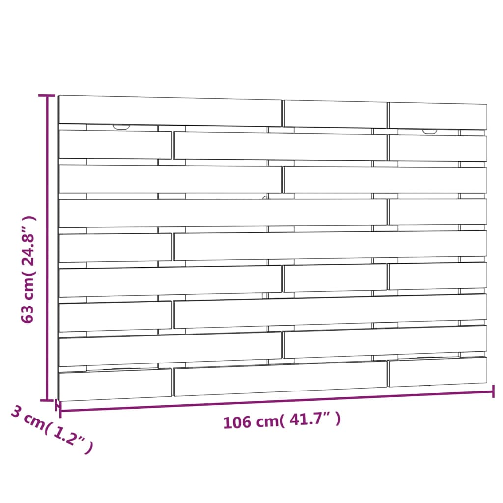 vidaXL Veggmontert hodegavl 106x3x63 cm heltre furu