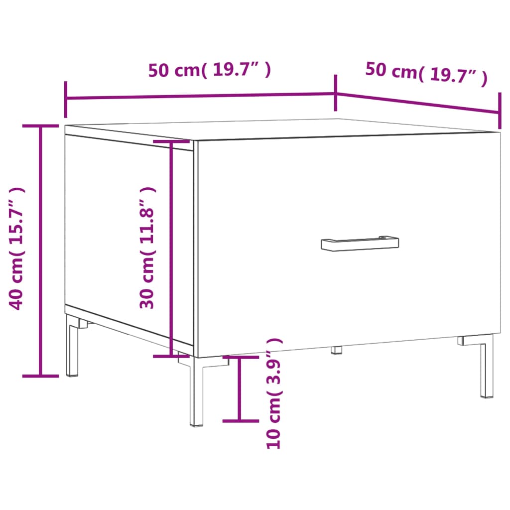 vidaXL Salongbord 2 stk grå sonoma 50x50x40 cm konstruert tre