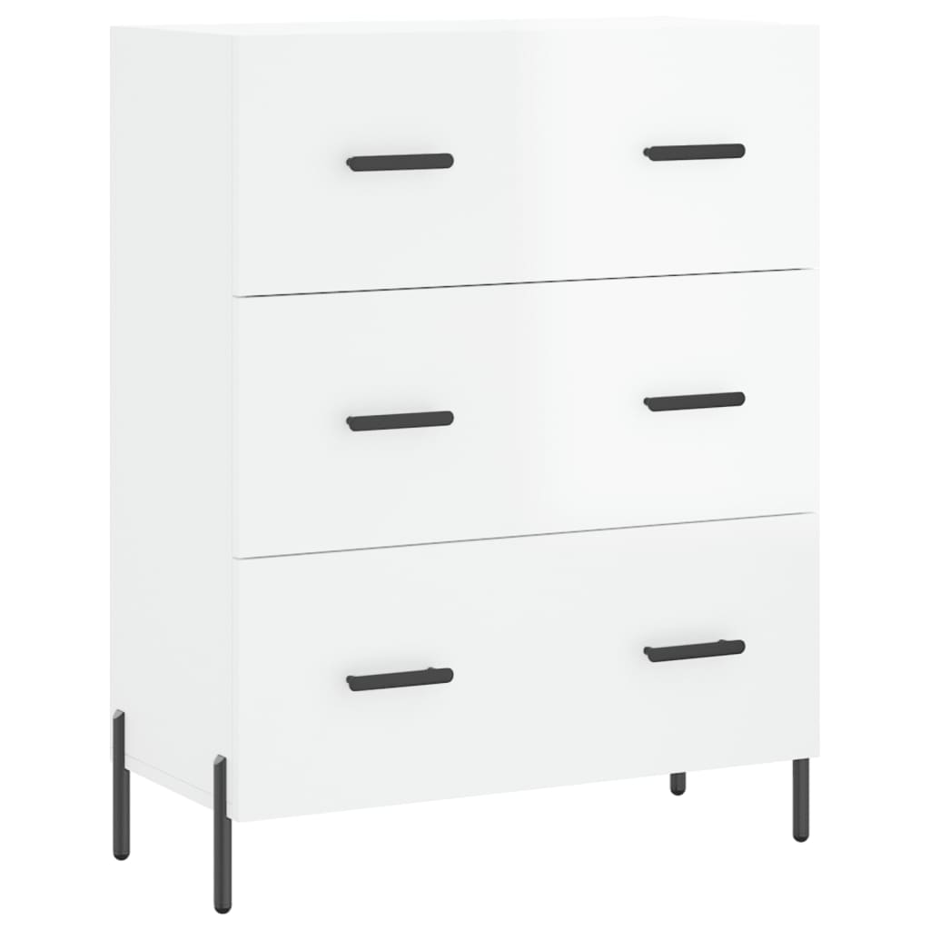 vidaXL Highboard høyglans hvit 69,5x34x180 cm konstruert tre