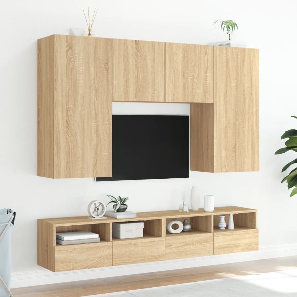 vidaXL Vegghengte TV-benker 2 stk hvit 80x30x30 cm konstruert tre