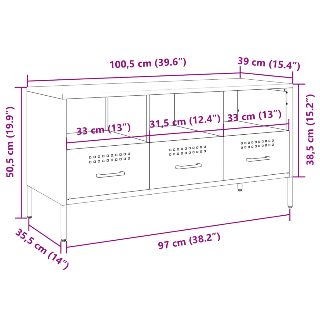 vidaXL TV-benk sennepsgul 100,5x39x50,5 cm stål