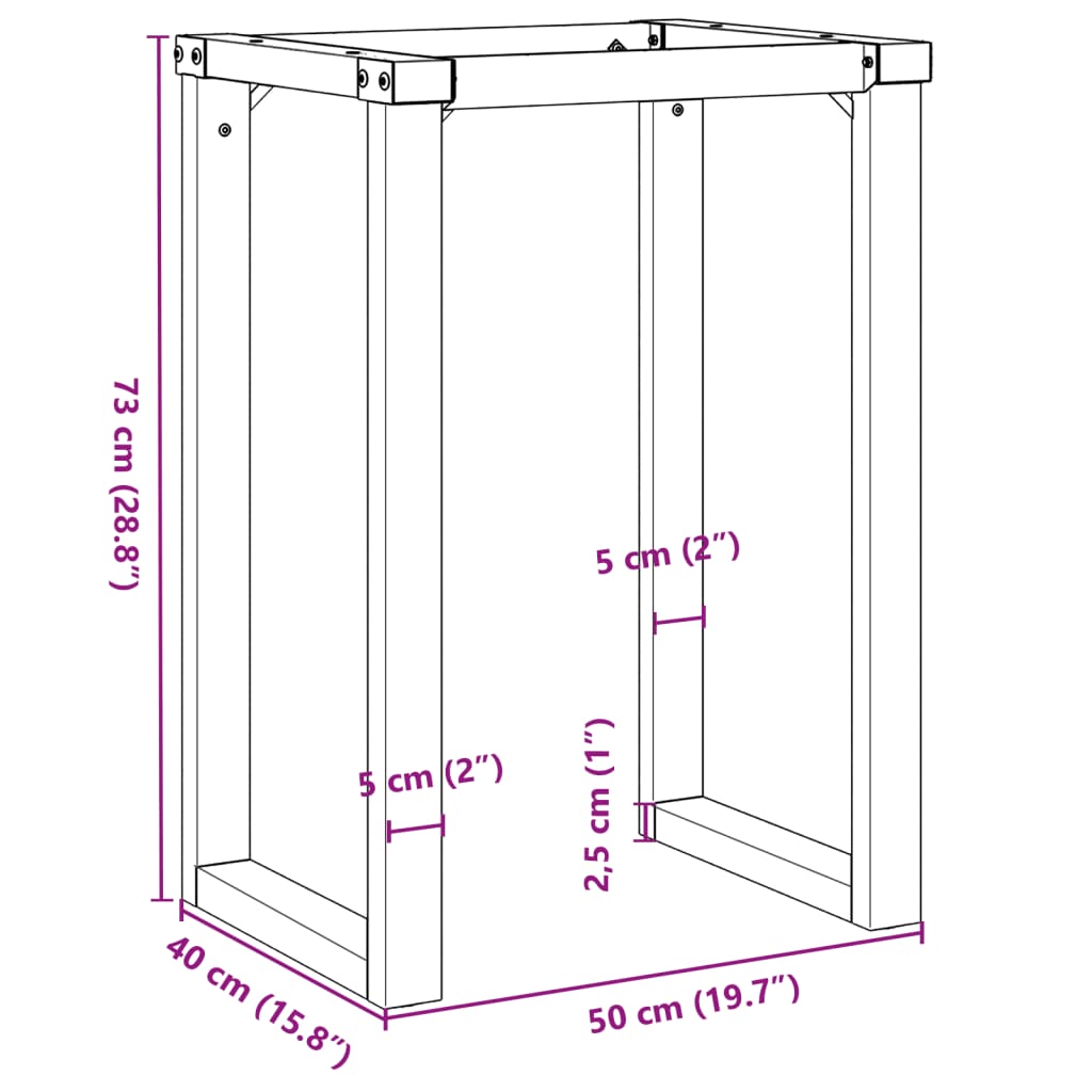 vidaXL Ben for spisebord O-ramme 50x40x73 cm støpejern