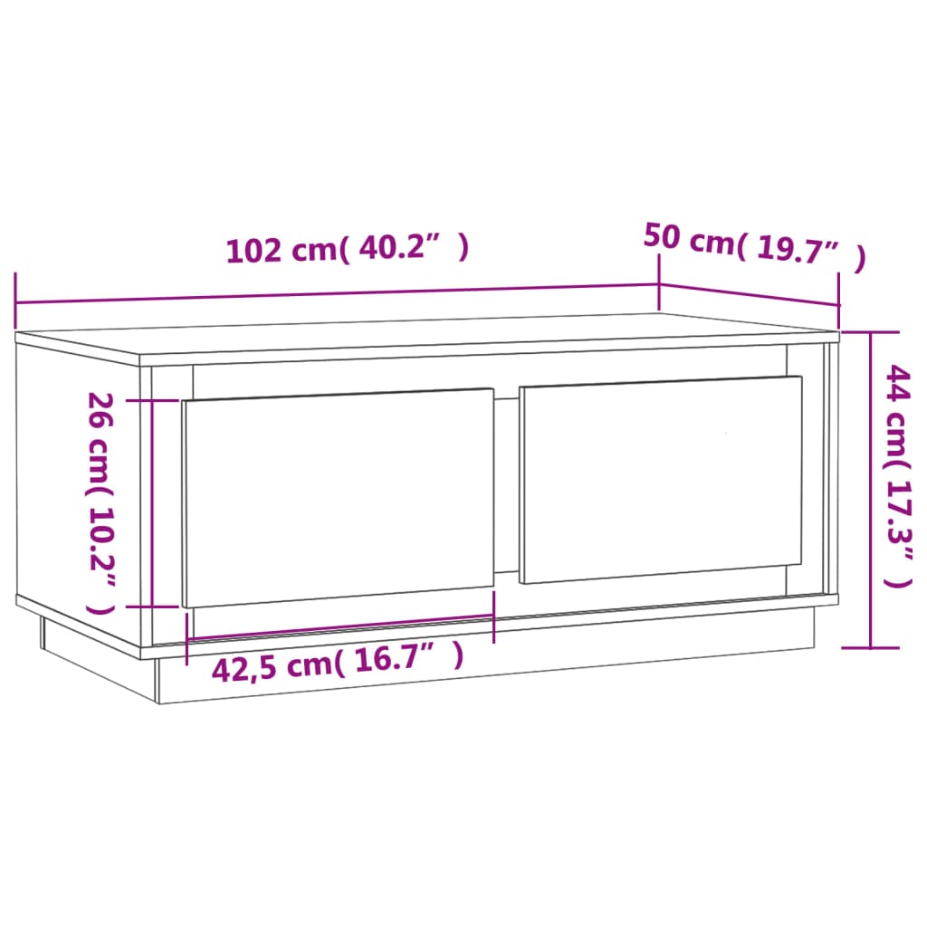 vidaXL Salongbord røkt eik 102x50x44 cm konstruert tre