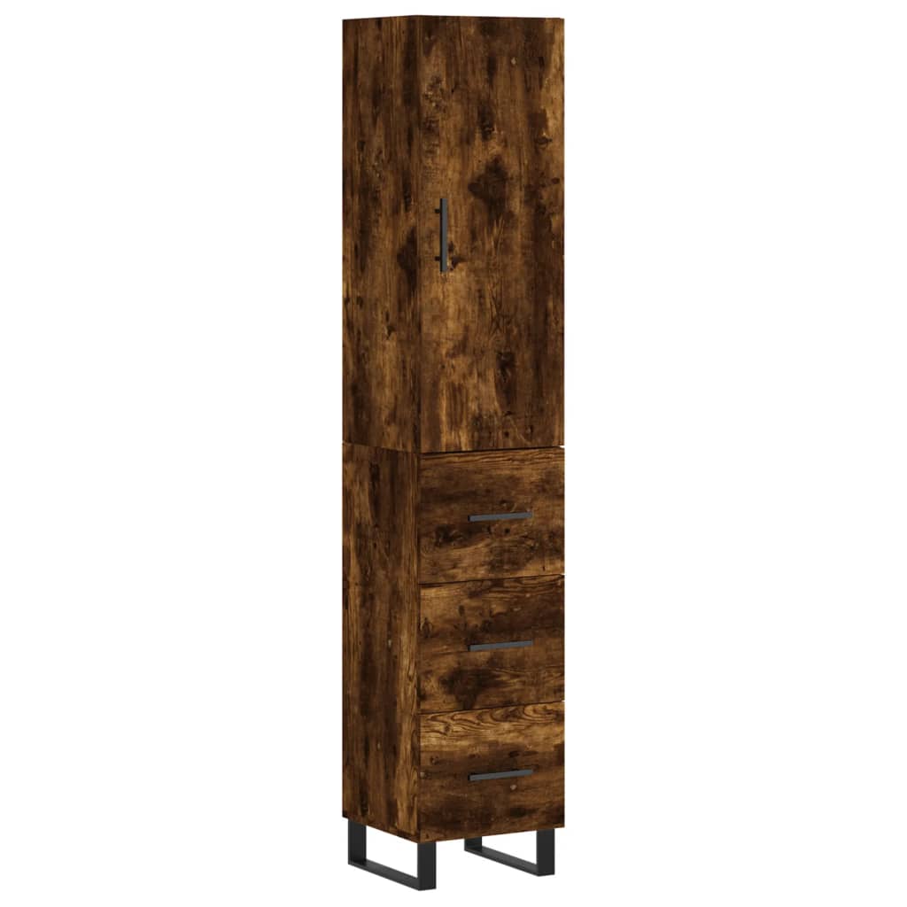 vidaXL Highboard røkt eik 34,5x34x180 cm konstruert tre