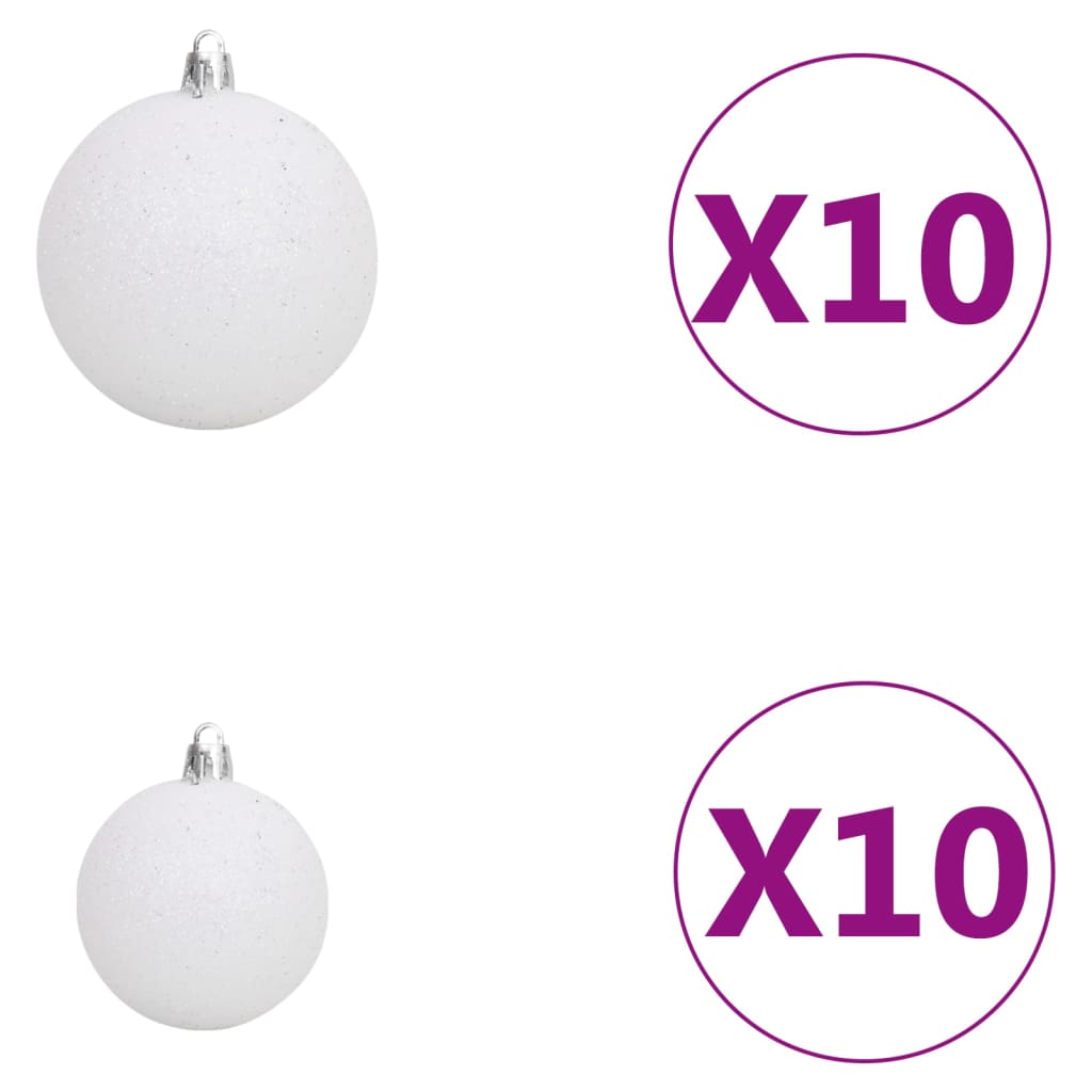 vidaXL Forhåndsbelyst kunstig juletre med kulesett hvit 210 cm PVC