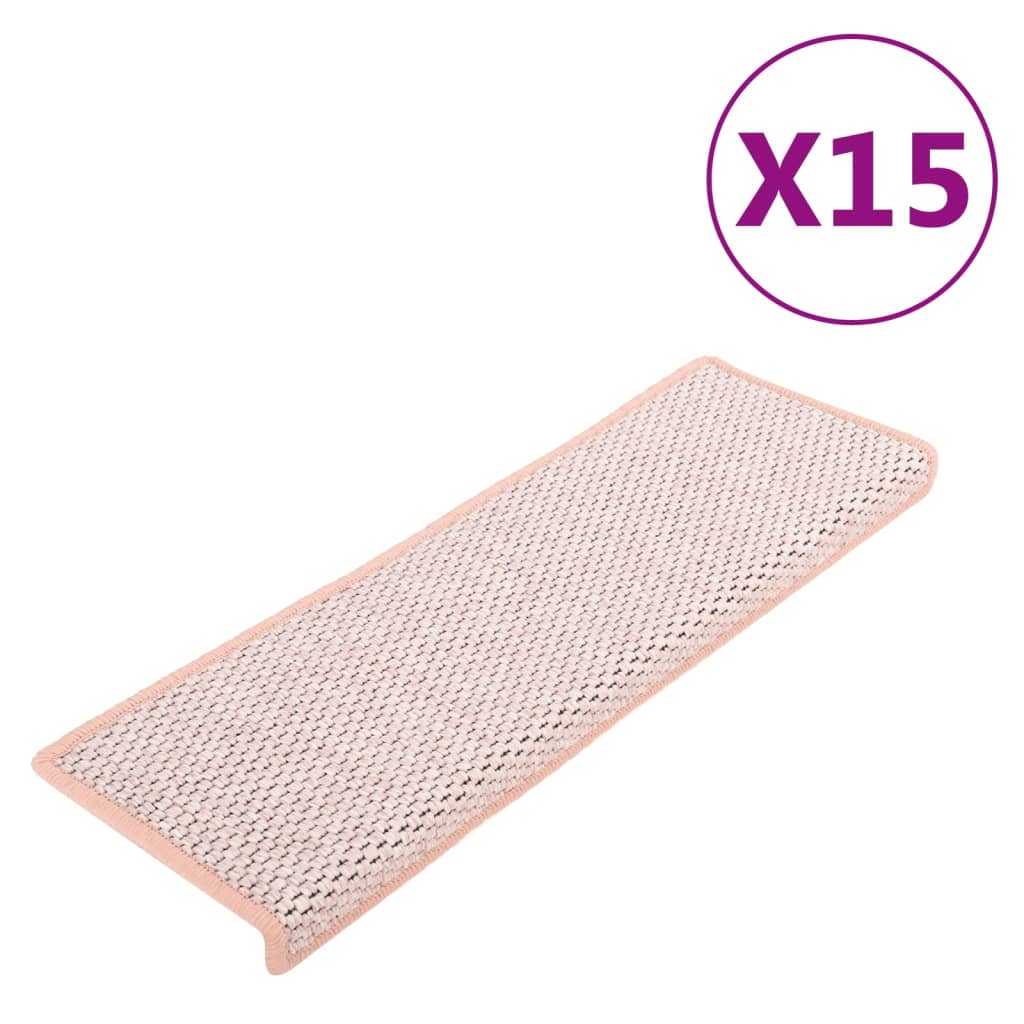 vidaXL Selvklebende trappematter sisal-utseende 15 stk 65x21x4 cm rød