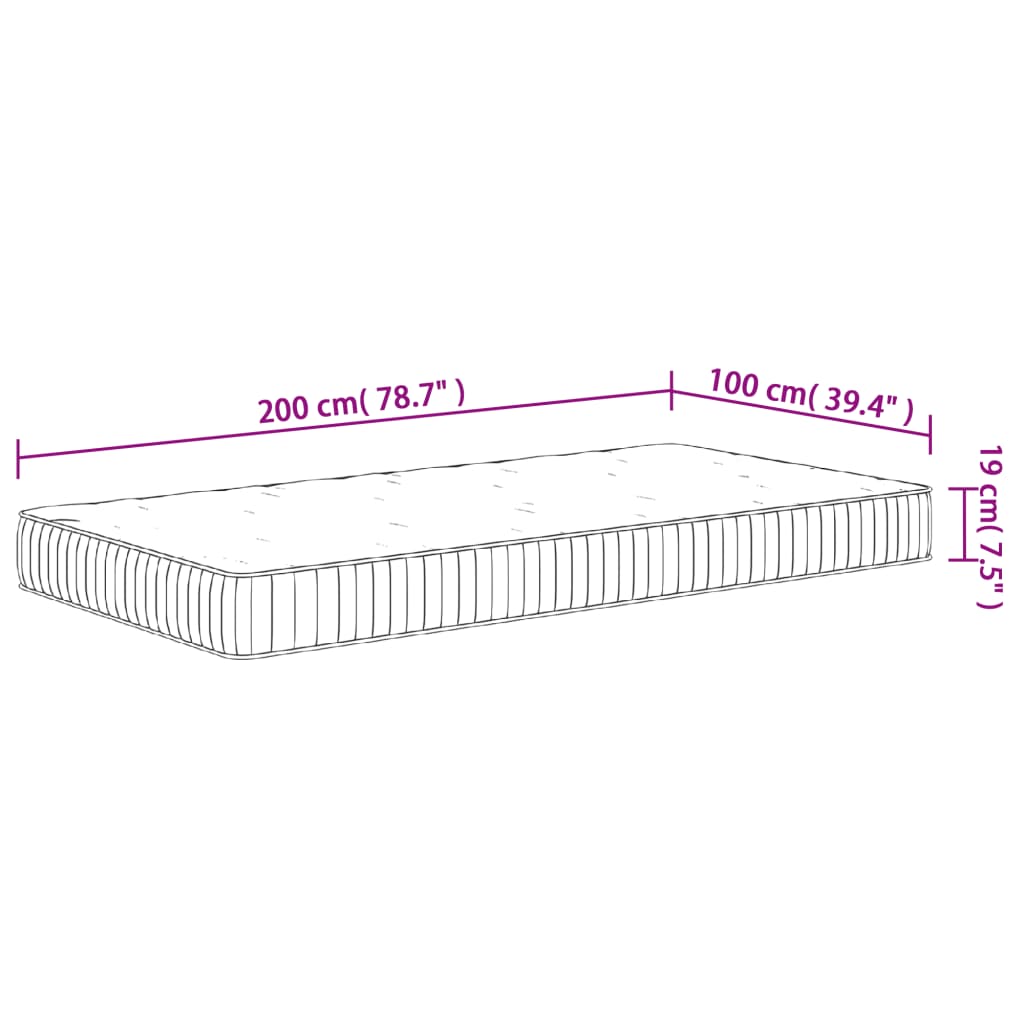 vidaXL Madrass med pocketfjær middels 100x200 cm