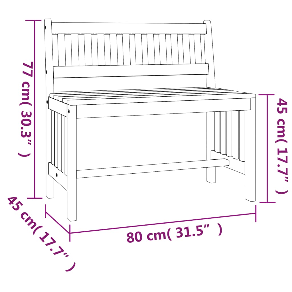 vidaXL Hagebenk 80 cm heltre eukalyptus