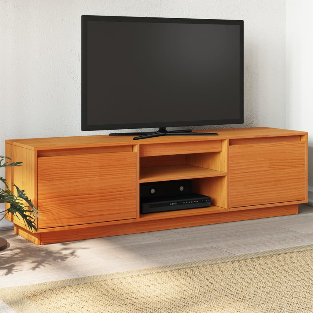 vidaXL TV-benk voksbrun 140x35x40 cm heltre furu