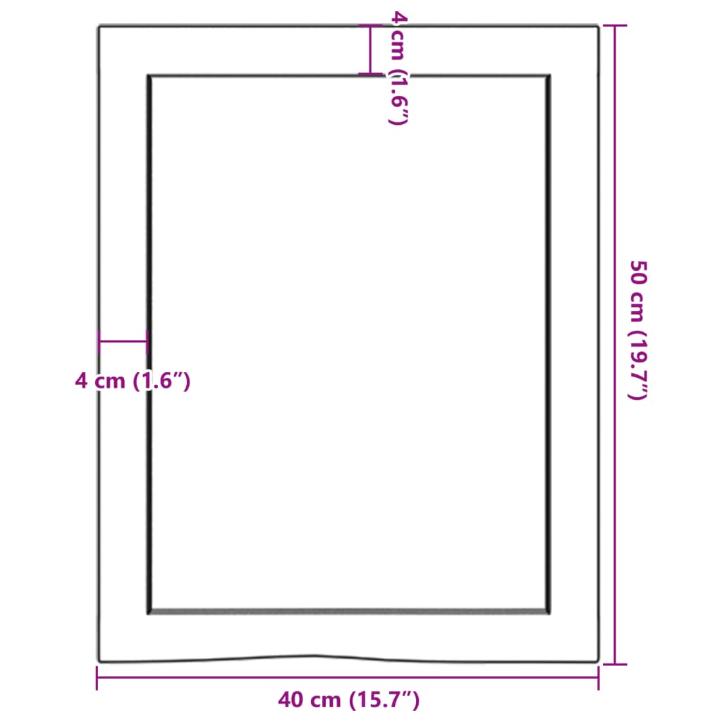 vidaXL Benkeplate til bad mørkebrun 40x50x(2-4) cm behandlet heltre