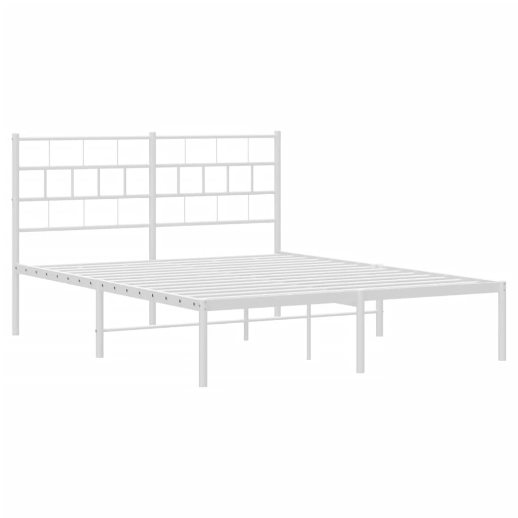 vidaXL Sengeramme i metall med sengegavl hvit 150x200 cm