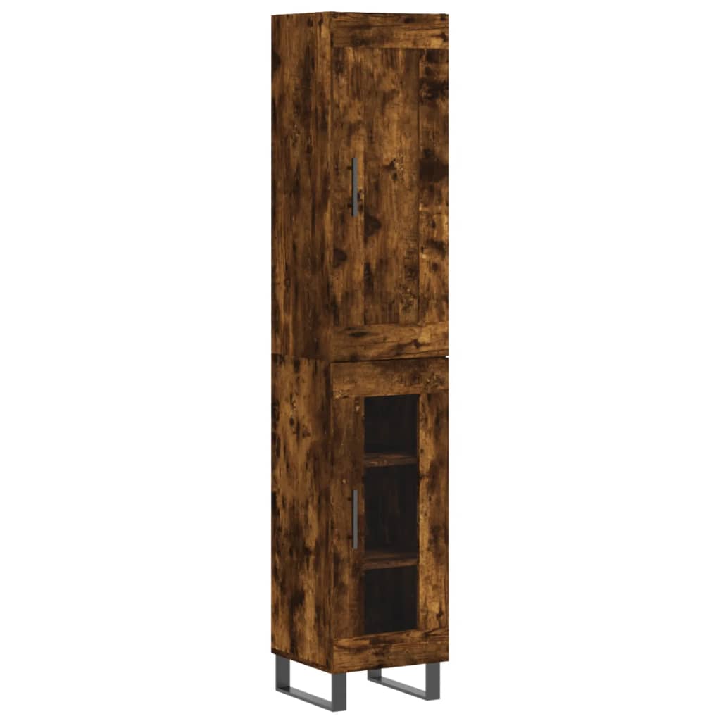 vidaXL Highboard røkt eik 34,5x34x180 cm konstruert tre