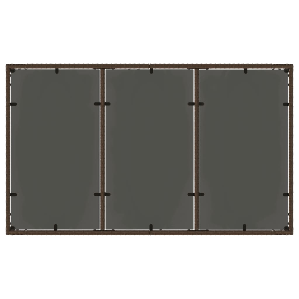 vidaXL Hagebord med glassplate brun 150x90x75 cm polyrotting