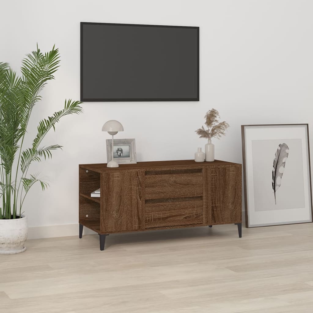 vidaXL TV-benk brun eik 102x44,5x50 cm konstruert tre