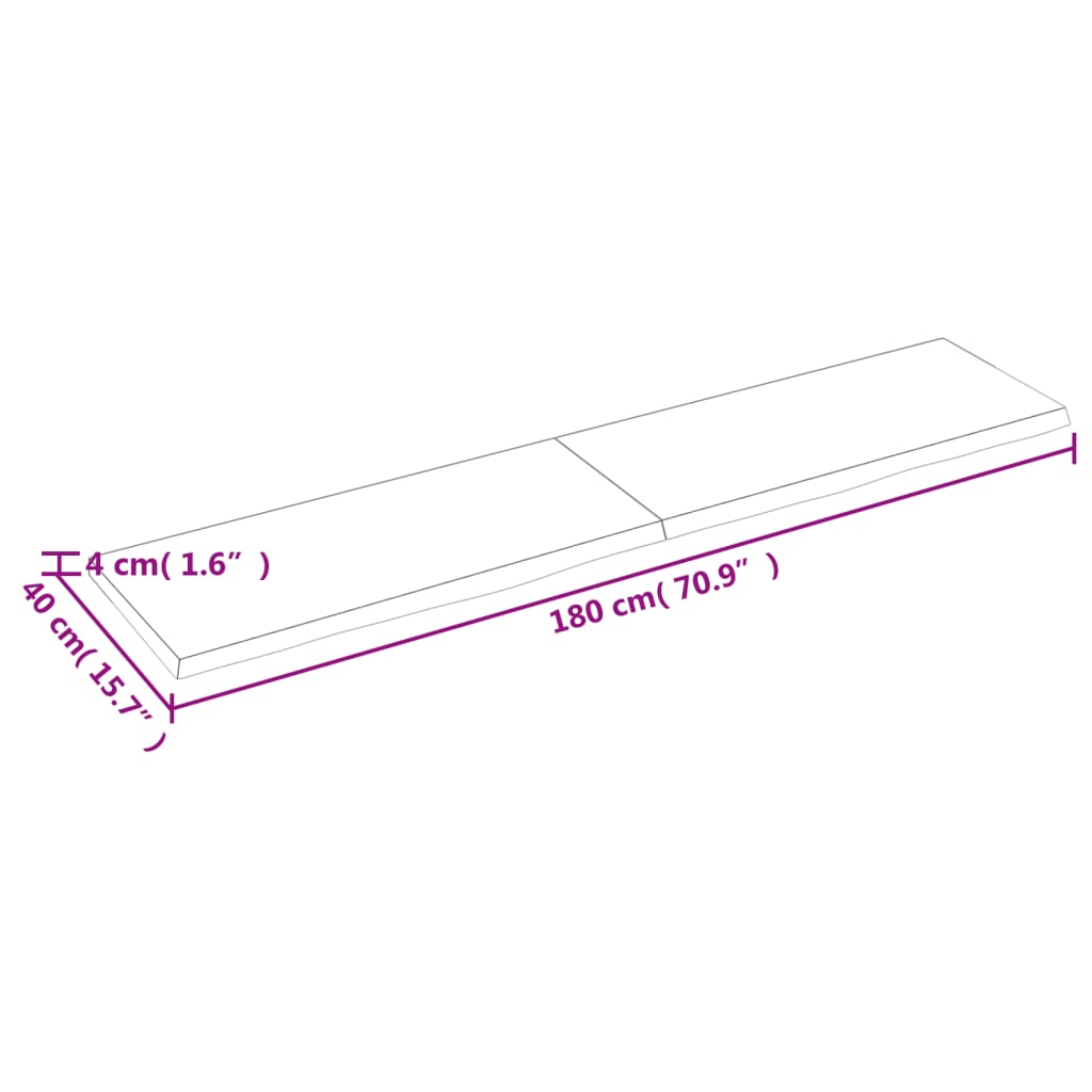 vidaXL Benkeplate til bad mørkebrun 180x40x(2-4) cm behandlet heltre