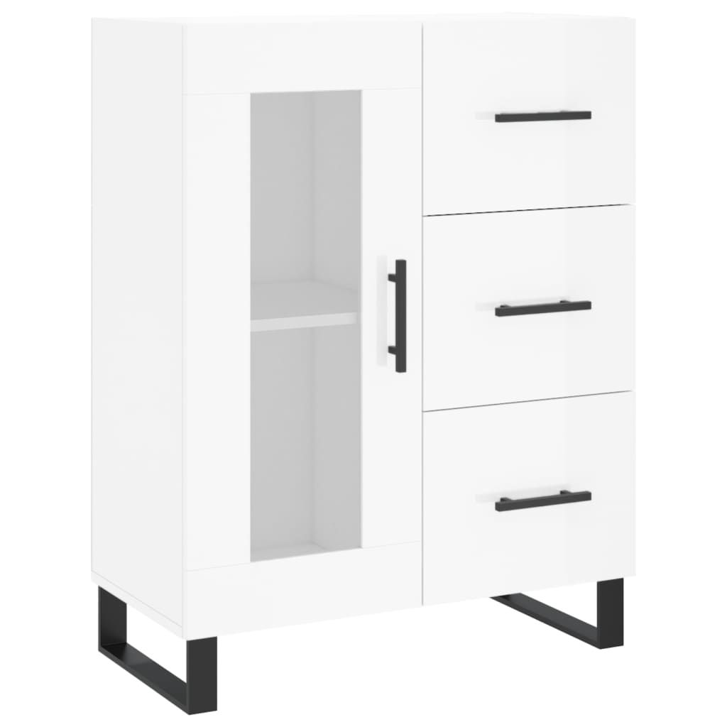 vidaXL Highboard høyglans hvit 69,5x34x180 cm konstruert tre