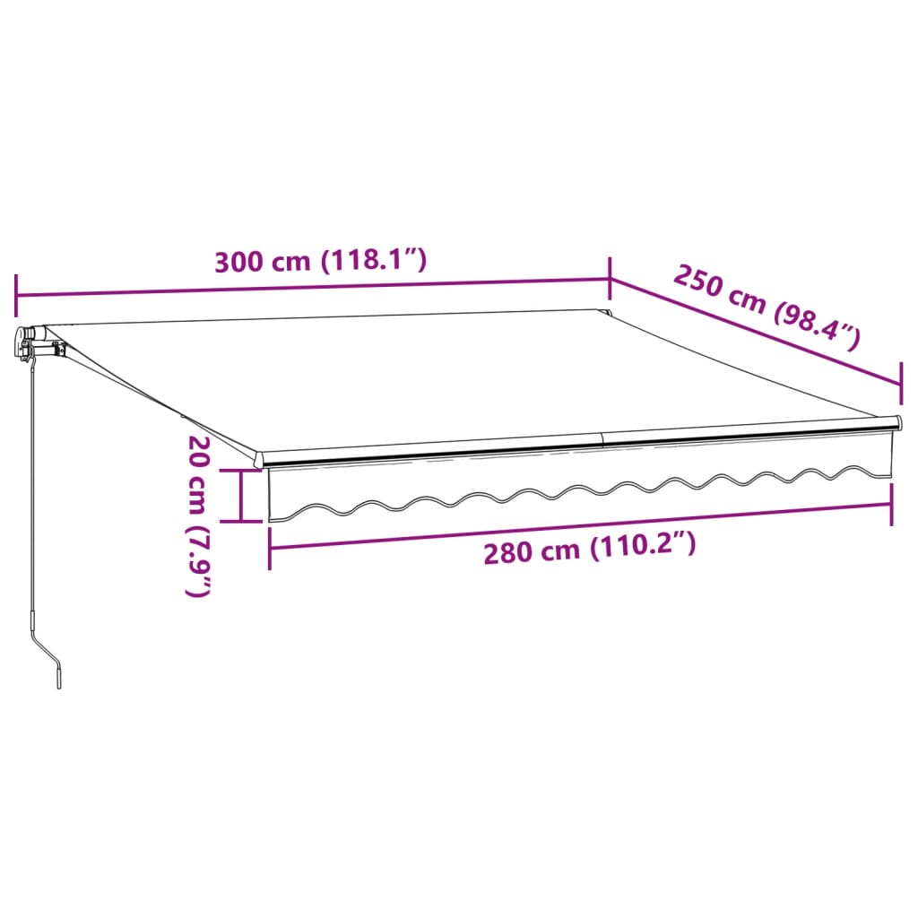 vidaXL Manuell uttrekkbar markise brun 300x250 cm