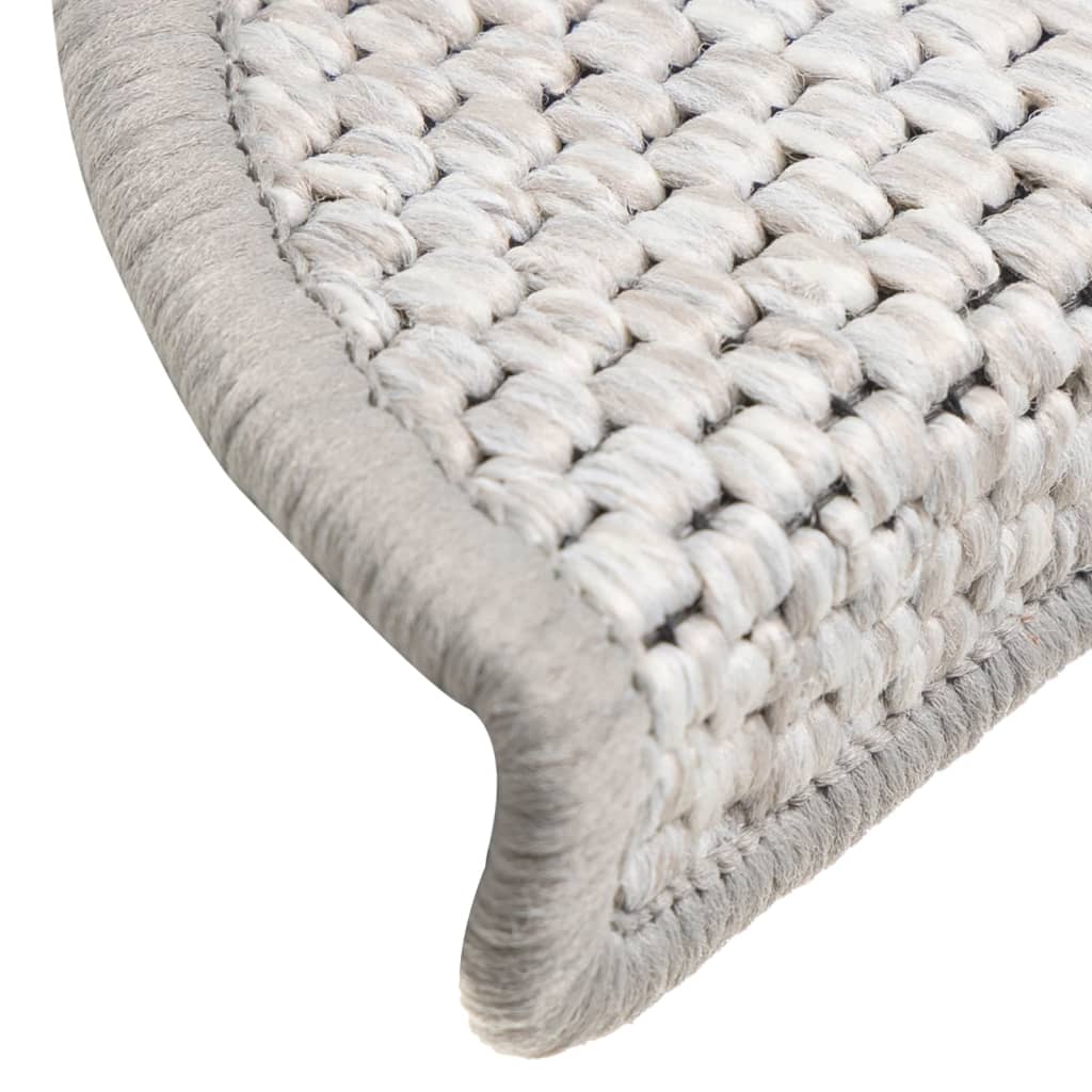 vidaXL Selvklebende trappematter sisal 15 stk 56x17x3 cm platina