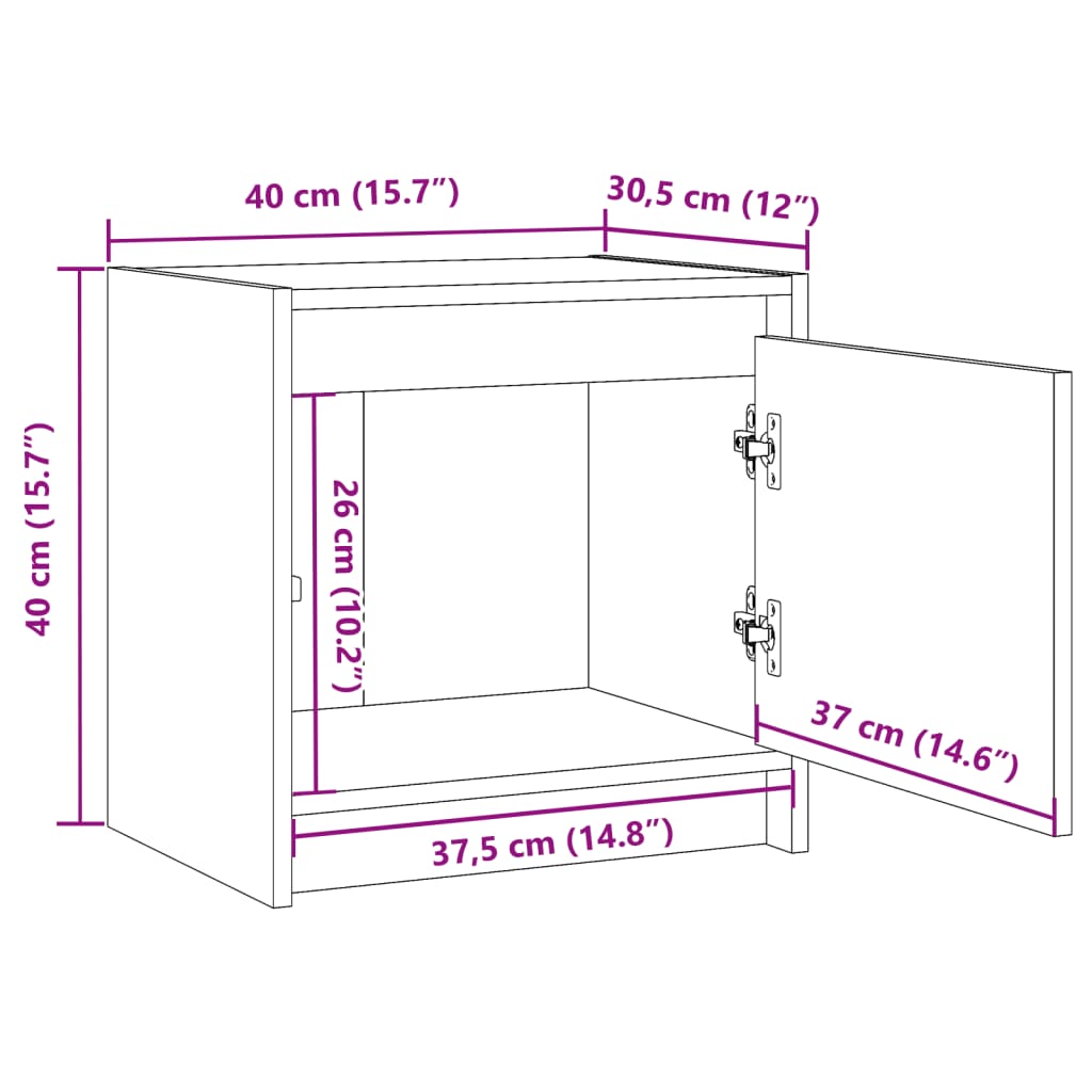 vidaXL Nattbord honningbrun 40x30,5x40 cm heltre furu