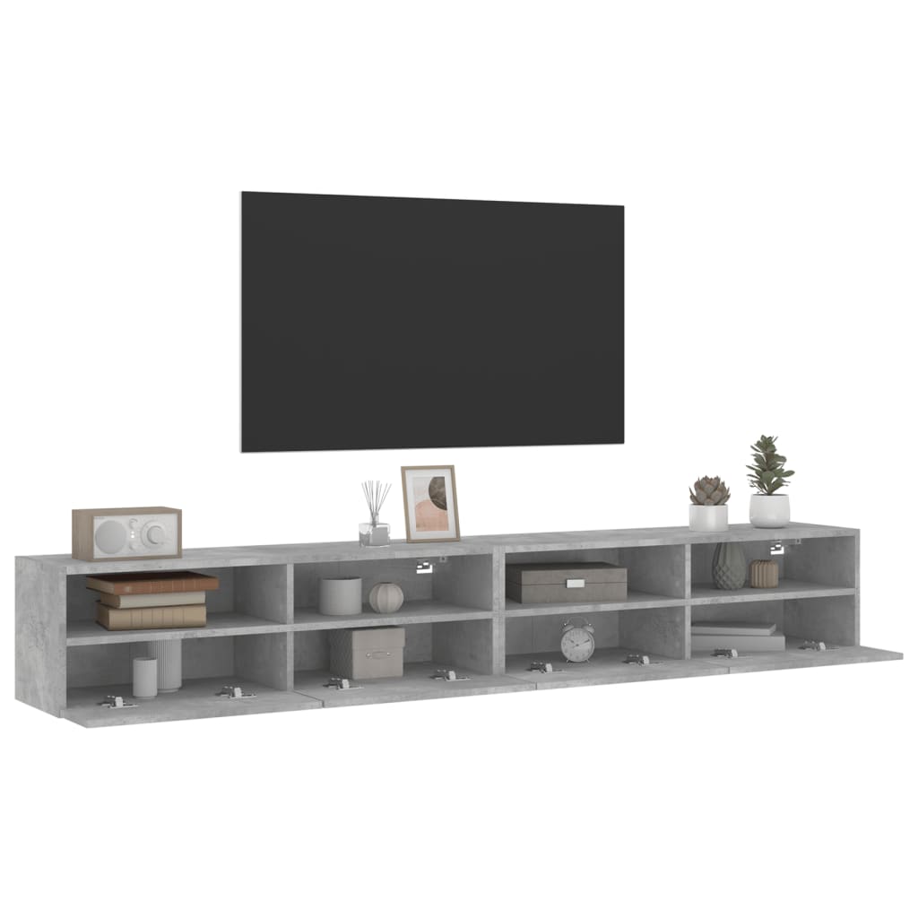 vidaXL Vegghengte TV-benker 2 stk betonggrå 100x30x30cm konstruert tre