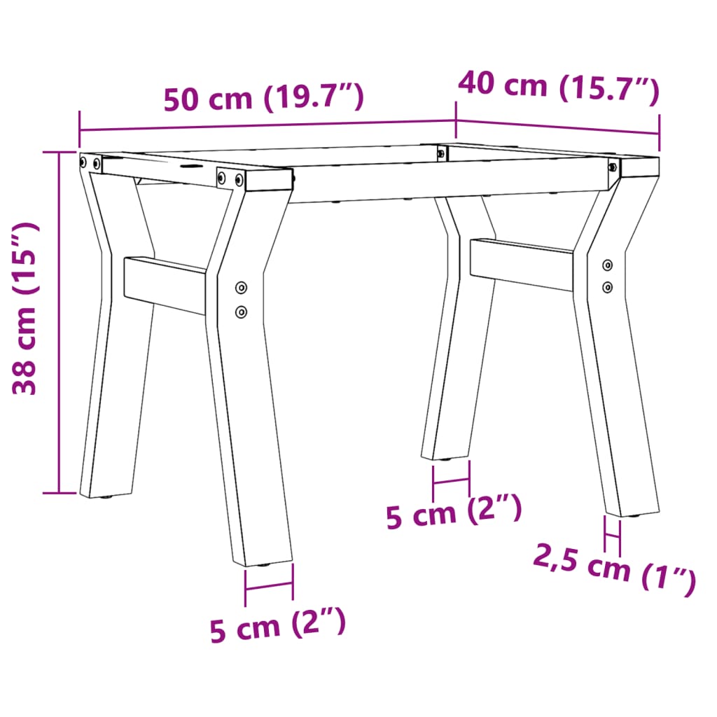 vidaXL Ben for salongbord Y-ramme 50x40x38 cm støpejern