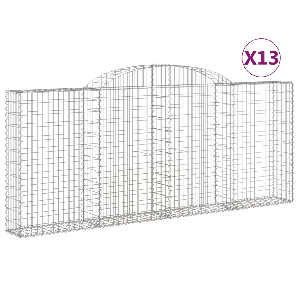 vidaXL Gabionkurver buede 13 stk 300x30x120/140 cm galvanisert jern