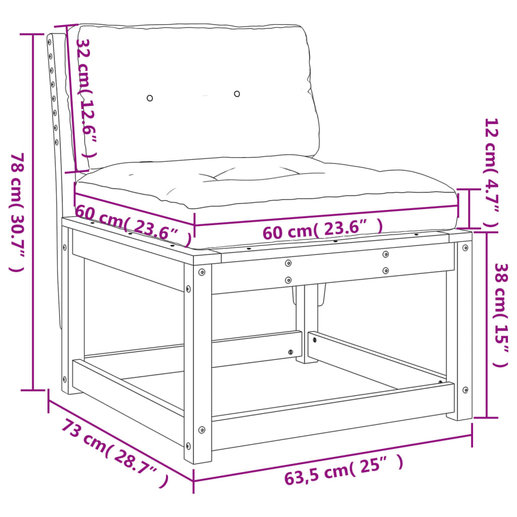 vidaXL Hagesofaer med puter 2 stk heltre douglasgran