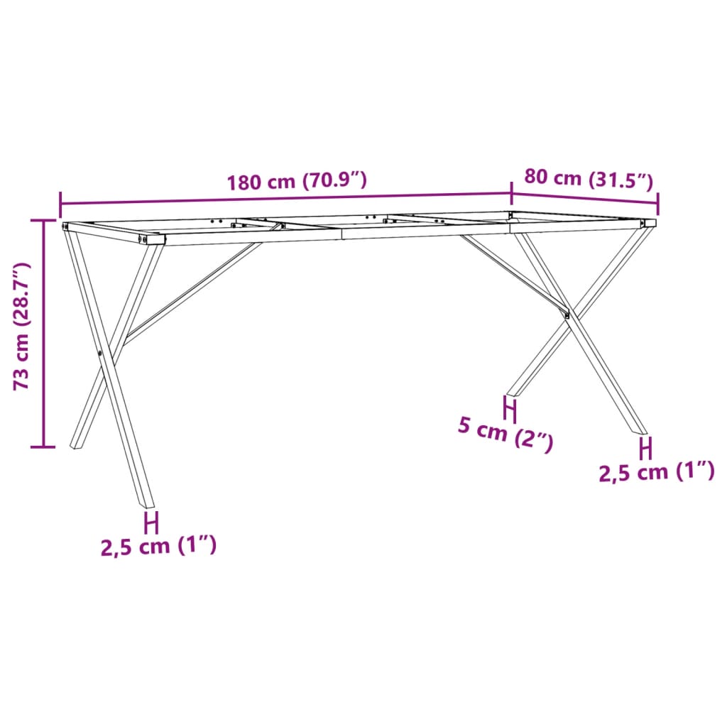 vidaXL Ben for spisebord X-ramme 180x80x73 cm støpejern