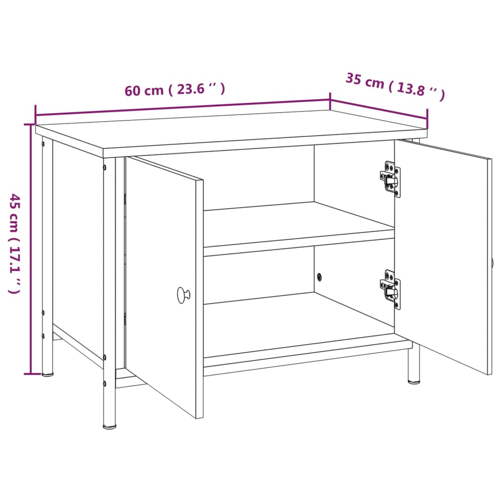 vidaXL TV-benk svart med dører 60x35x45 cm konstruert tre