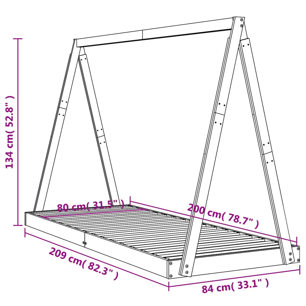 vidaXL Barnesengeramme 80x200 cm heltre furu