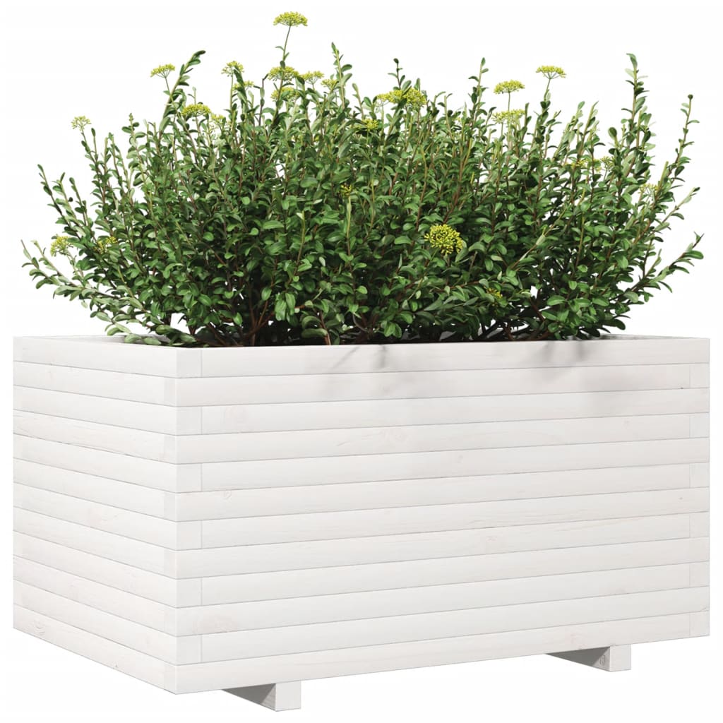 vidaXL Plantekasse hvit 90x60x49,5 cm heltre furu