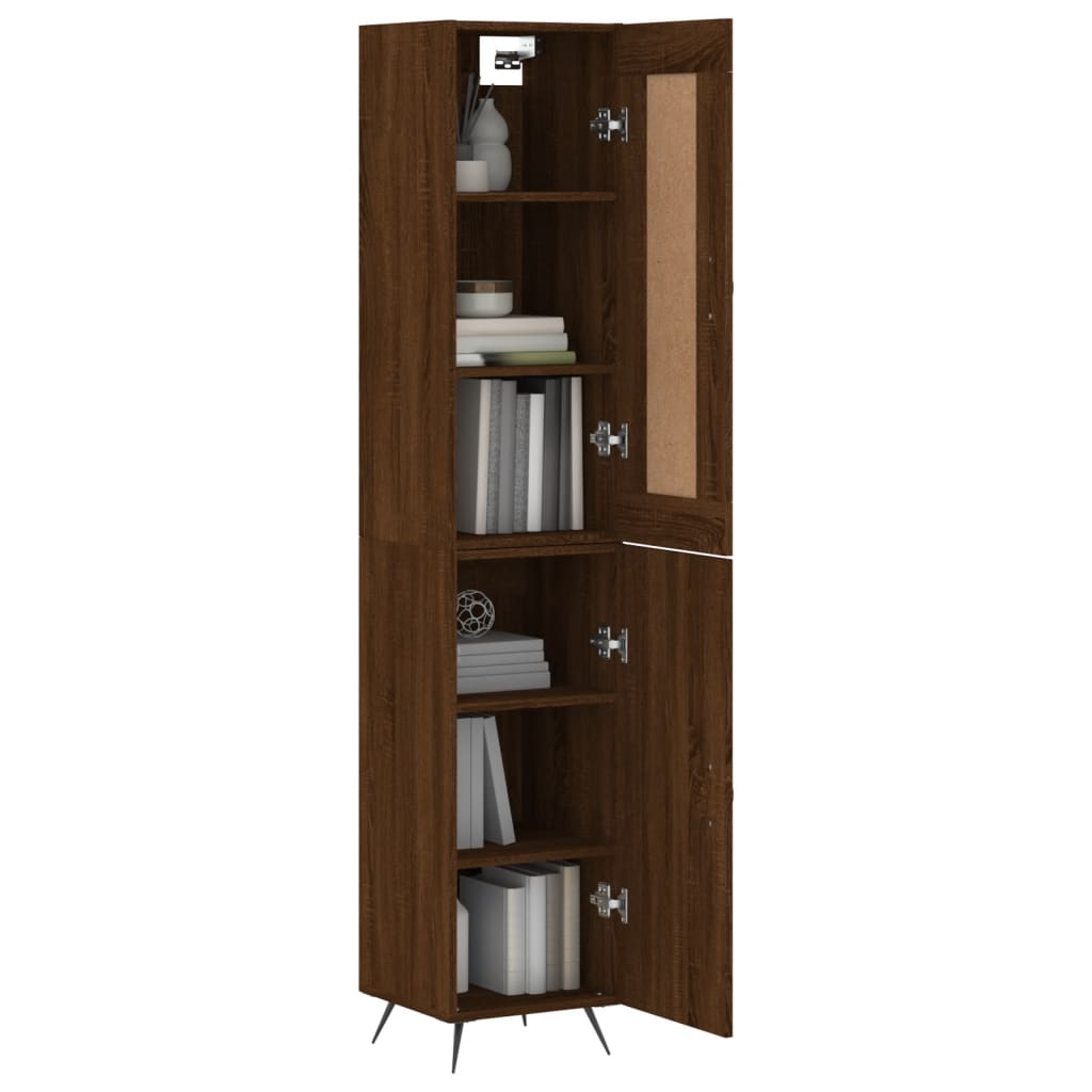 vidaXL Highboard brun eik 34,5x34x180 cm konstruert tre