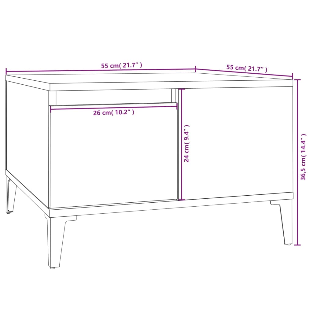 vidaXL Salongbord betonggrå 55x55x36,5 cm konstruert tre