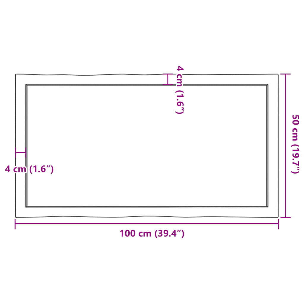 vidaXL Bordplate lysebrun 100x50x(2-4)cm behandlet heltre naturlig