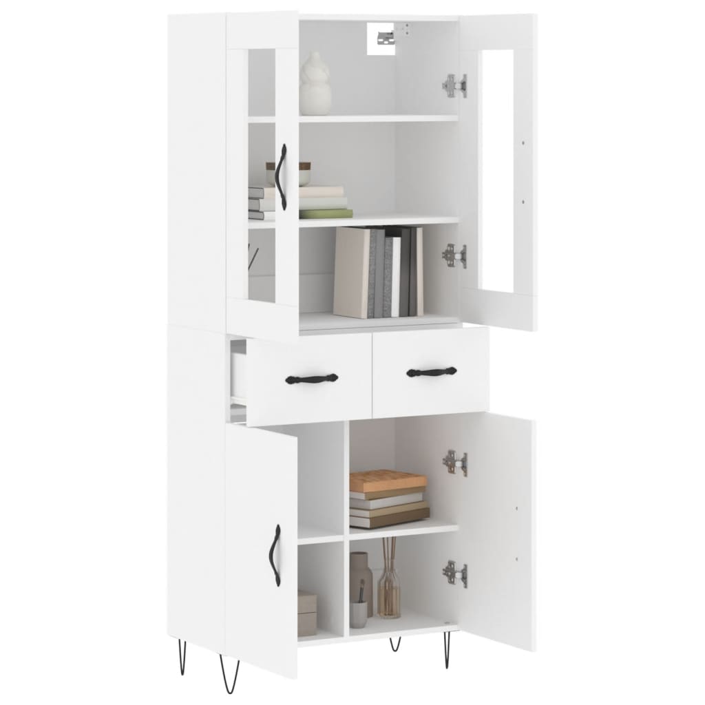 vidaXL Highboard hvit 69,5x34x180 cm konstruert tre