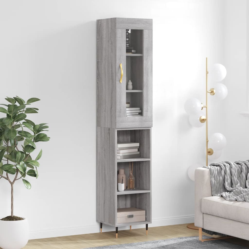 vidaXL Highboard grå sonoma 34,5x34x180 cm konstruert tre