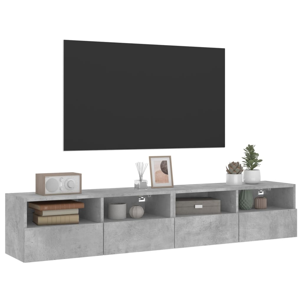 vidaXL Vegghengte TV-benker 2 stk betonggrå 80x30x30 cm konstruert tre