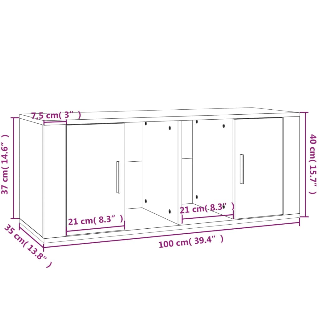 vidaXL TV-benk grå sonoma 100x35x40 cm konstruert tre