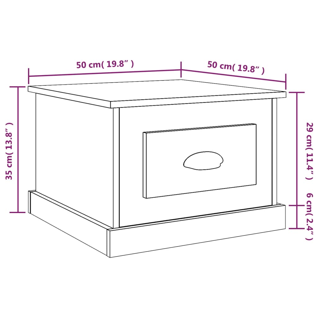 vidaXL Salongbord brun eik 50x50x35 cm konstruert tre