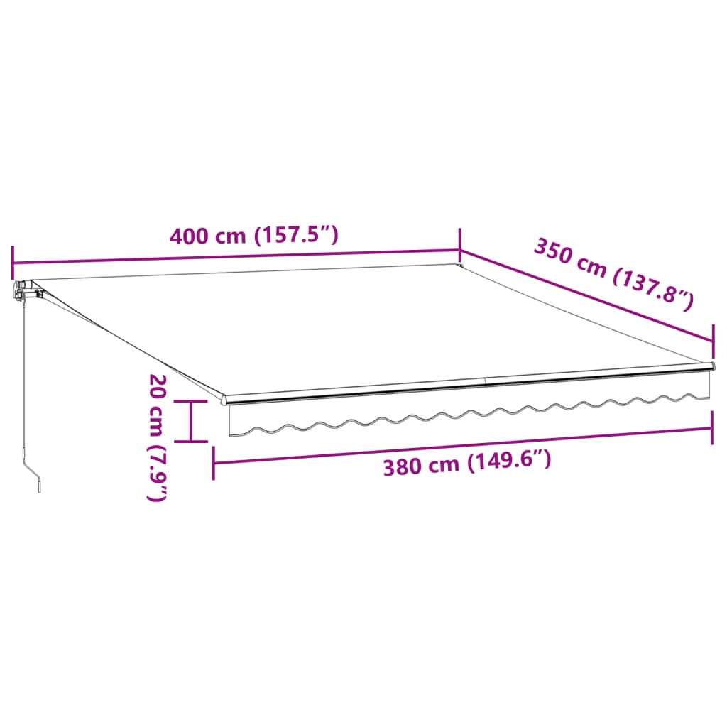 vidaXL Manuell uttrekkbar markise antrasitt og hvit 400x350 cm